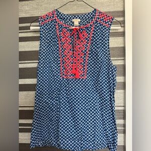 J.Crew Blue and Pink Sleeveless Women's Top